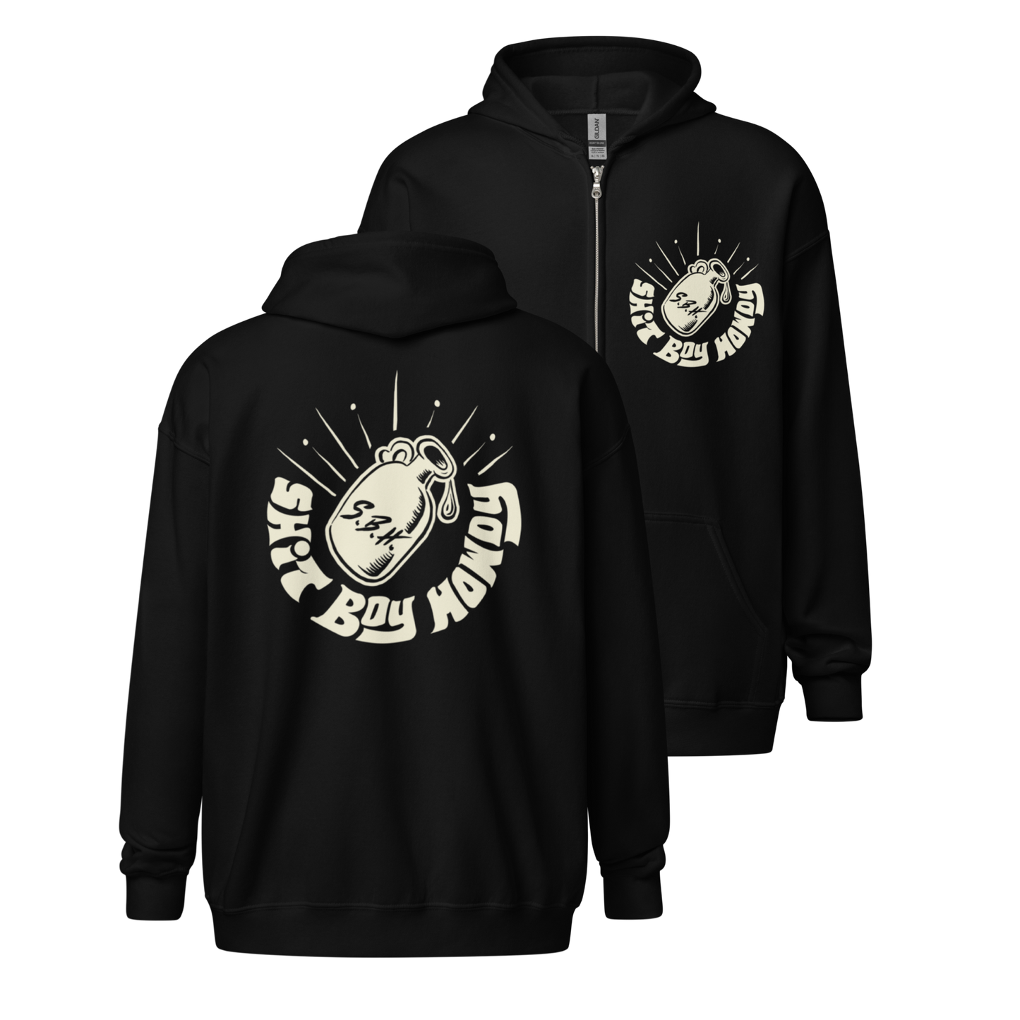 Shit Boy Howdy Moonshine Zip Up Hoodie